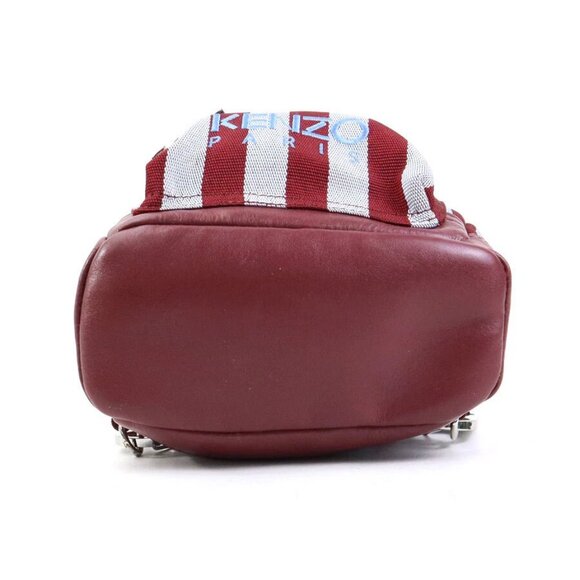 Auth KENZO Backpack Bordeaux/Light Blue/Black Nylon/Leather main image 11